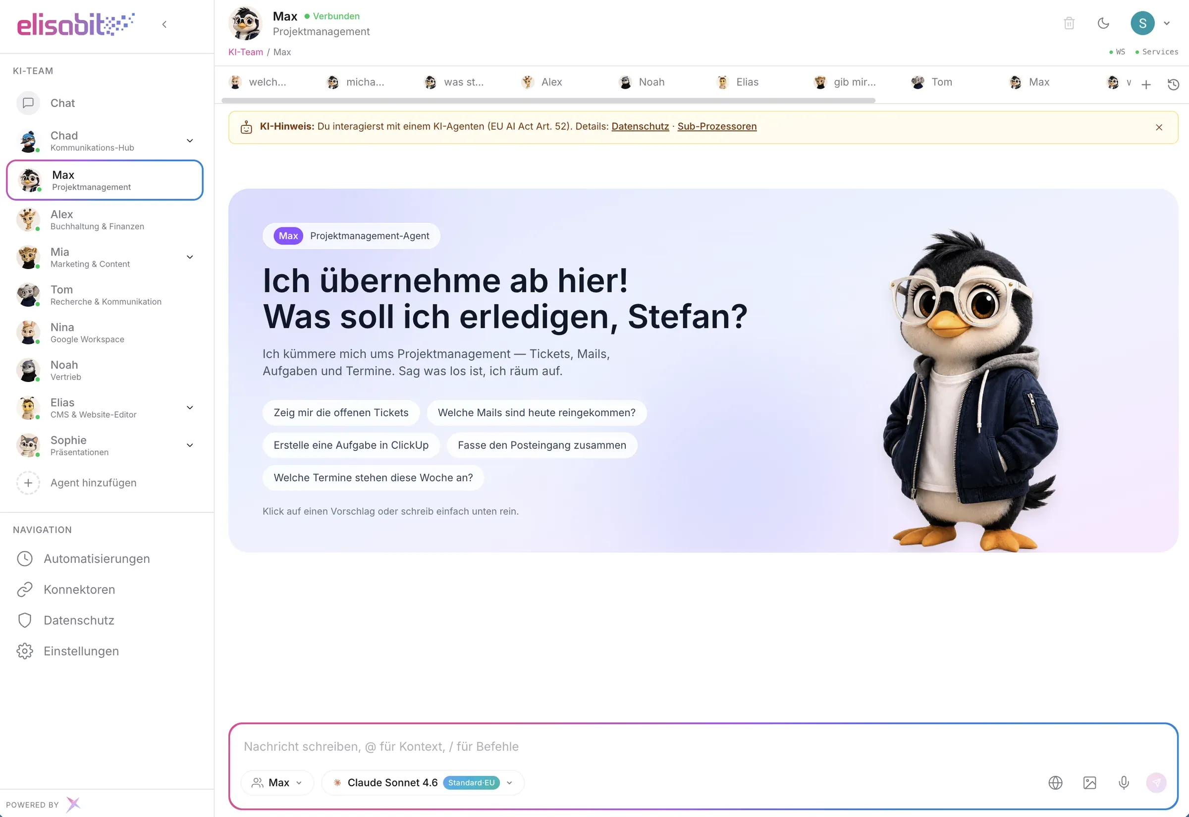 Die AgentBit-Plattform mit Max