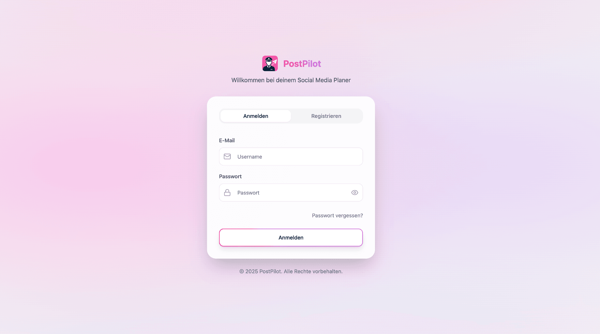 Interface de l'application PostPilot